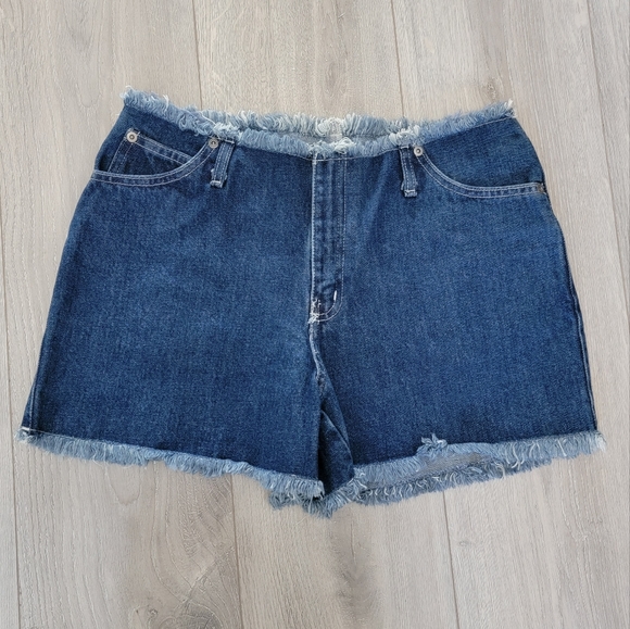 VINTAGE Festival Shorts High Rise Raw Hem Brooklyn Blues Size 7/8 - Picture 9 of 9